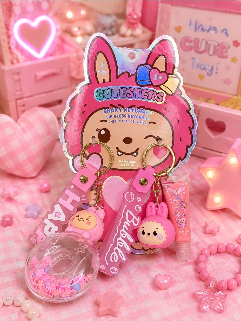 Cutesters Pink Shaky 2 Keychain Set for Kids